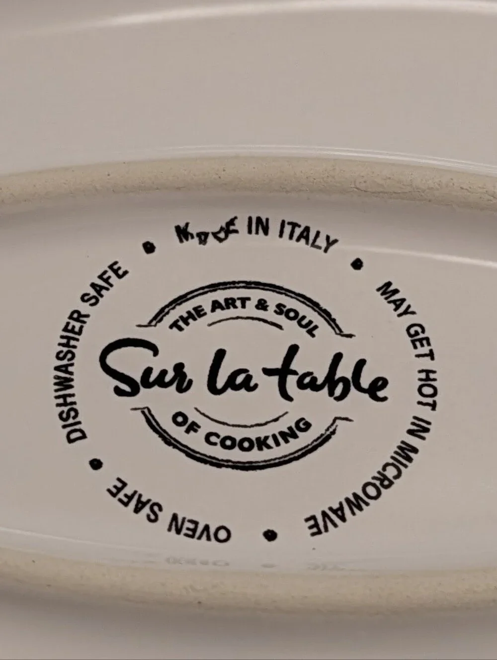 Sur La Table White Fish Platter with Gold Rim